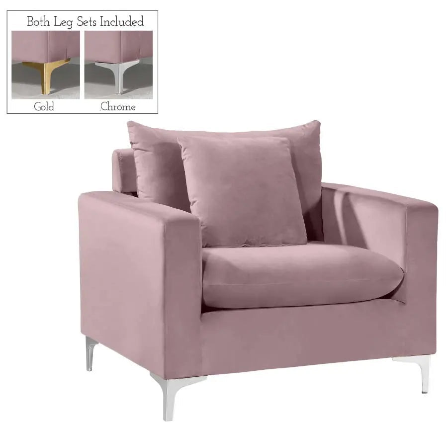Meridian Furniture - Naomi Velvet Chair In Pink - 633Pink-C - ATL FURNITURE