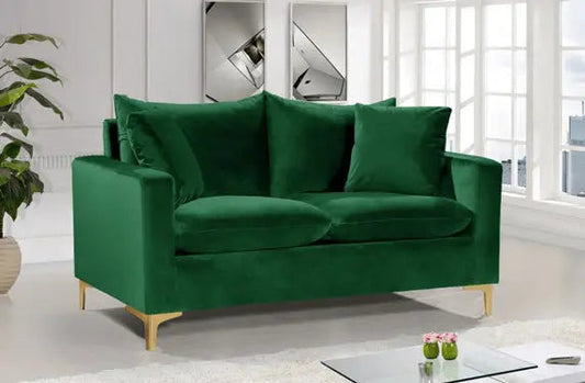 Meridian Furniture - Naomi Velvet Loveseat In Green - 633Green-L - ATL FURNITURE