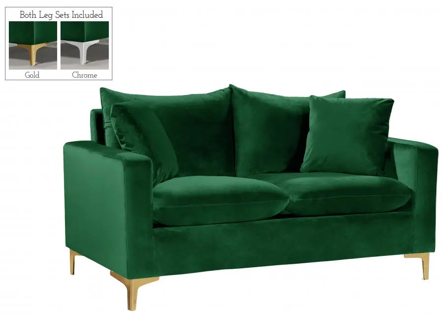 Meridian Furniture - Naomi Velvet Loveseat In Green - 633Green-L - ATL FURNITURE