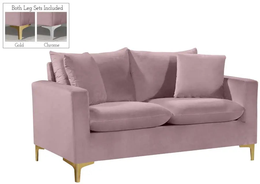 Meridian Furniture - Naomi Velvet Loveseat In Pink - 633Pink-L - ATL FURNITURE