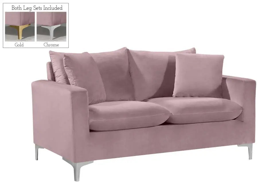 Meridian Furniture - Naomi Velvet Loveseat In Pink - 633Pink-L - ATL FURNITURE