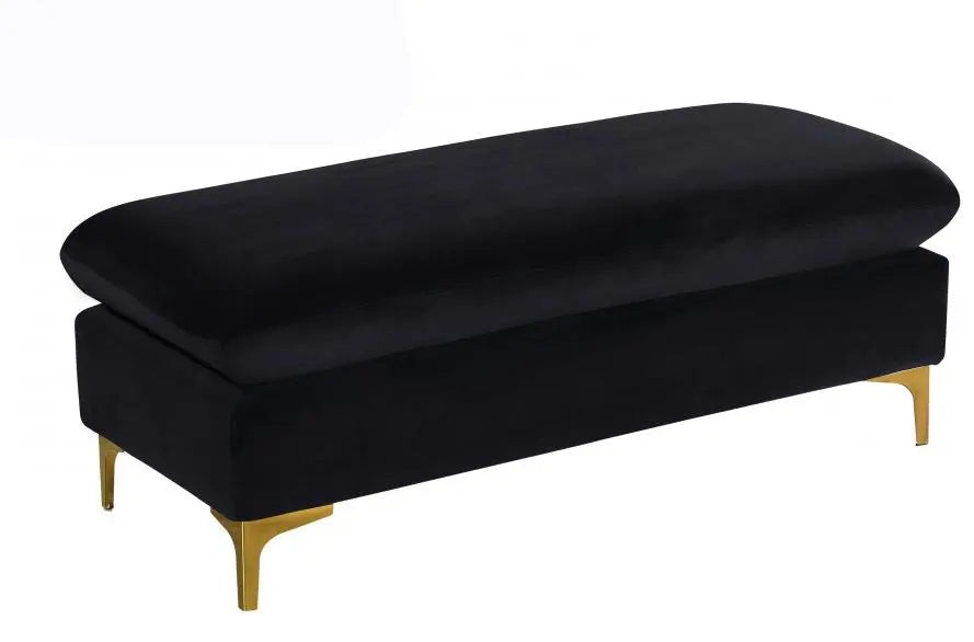 Meridian Furniture - Naomi Velvet Ottoman Bench In Black - 636Black-Ott - ATL FURNITURE