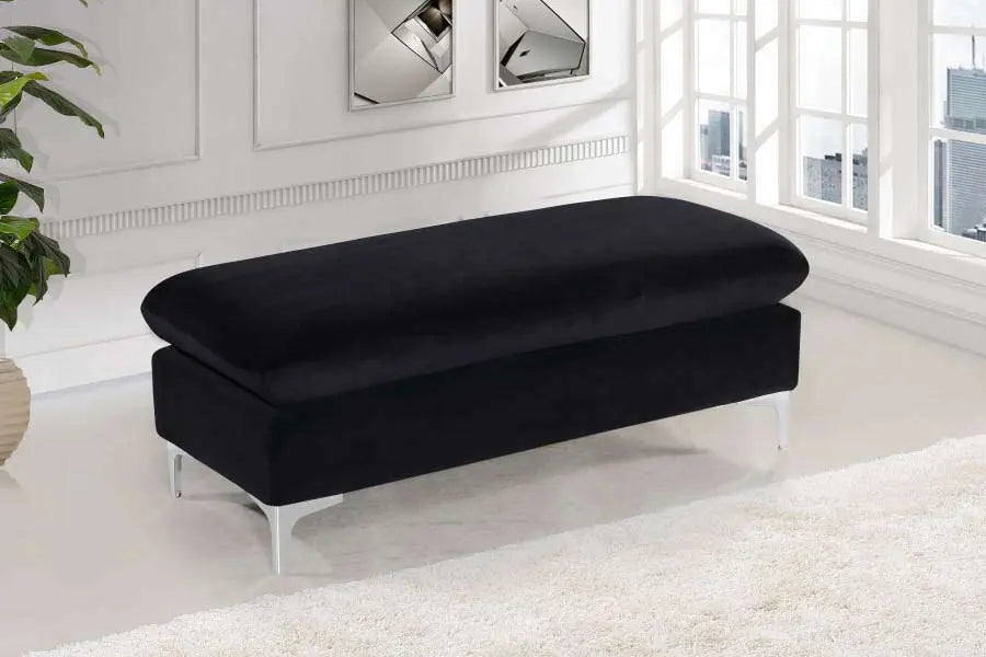 Meridian Furniture - Naomi Velvet Ottoman Bench In Black - 636Black-Ott - ATL FURNITURE