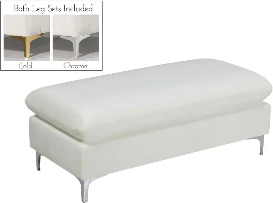 Meridian Furniture - Naomi Velvet Ottoman Bench In Cream - 636Cream-Ott - ATL FURNITURE