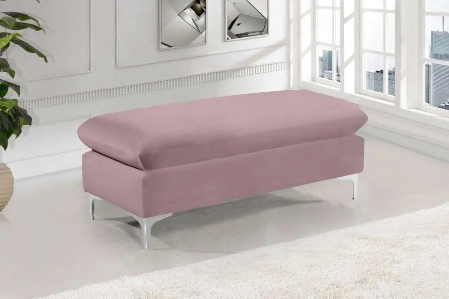 Meridian Furniture - Naomi Velvet Ottoman Bench In Pink - 636Pink-Ott - ATL FURNITURE