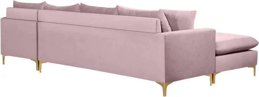 Naomi Velvet Reversible Sectional In Pink - ATL FURNITURE