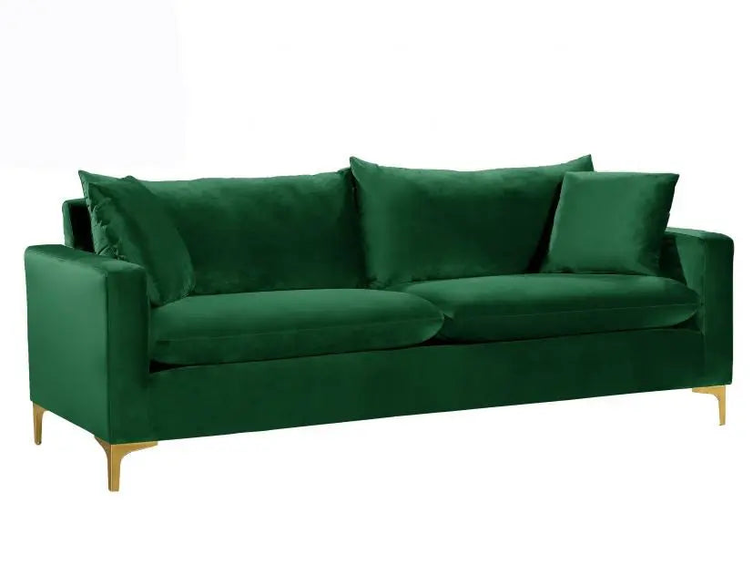 Meridian Furniture - Naomi Velvet Sofa In Green - 633Green-S - ATL FURNITURE