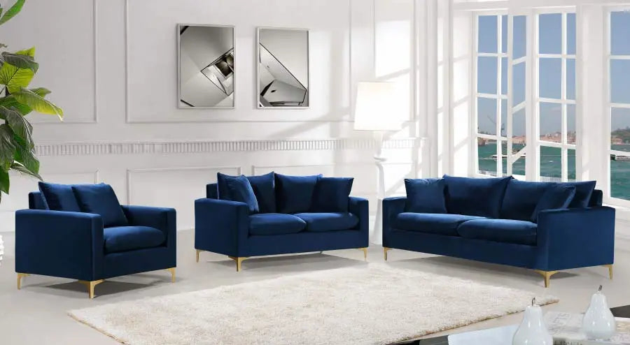 Meridian Furniture - Naomi Velvet Sofa In Navy - 633Navy-S - ATL FURNITURE