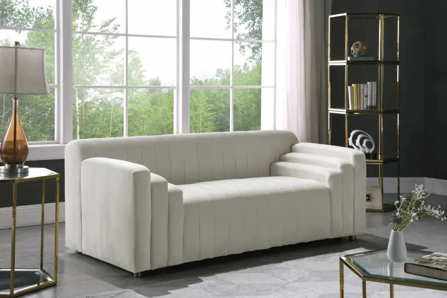 Meridian Furniture - Naya 3 Piece Living Room Set In Cream - 637Cream-S-3Set - ATL FURNITURE