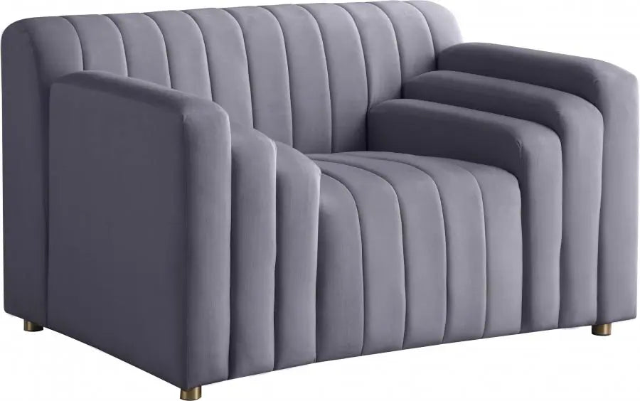 Meridian Furniture - Naya Velvet Chair In Grey - 637Grey-C - ATL FURNITURE