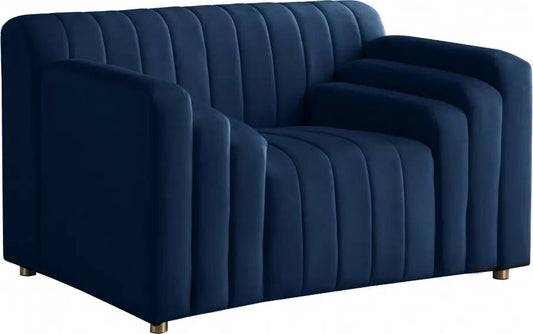 Meridian Furniture - Naya Velvet Chair In Navy - 637Navy-C - ATL FURNITURE