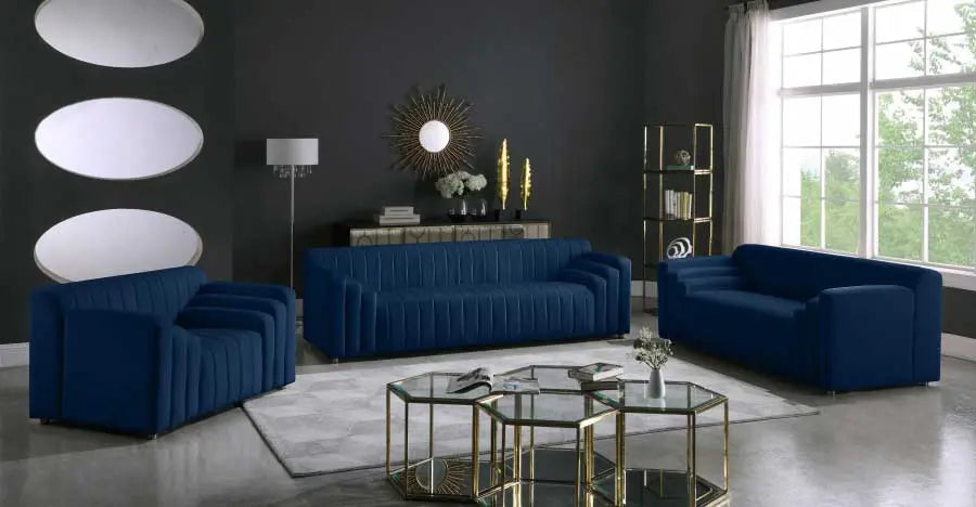 Meridian Furniture - Naya Velvet Chair In Navy - 637Navy-C - ATL FURNITURE