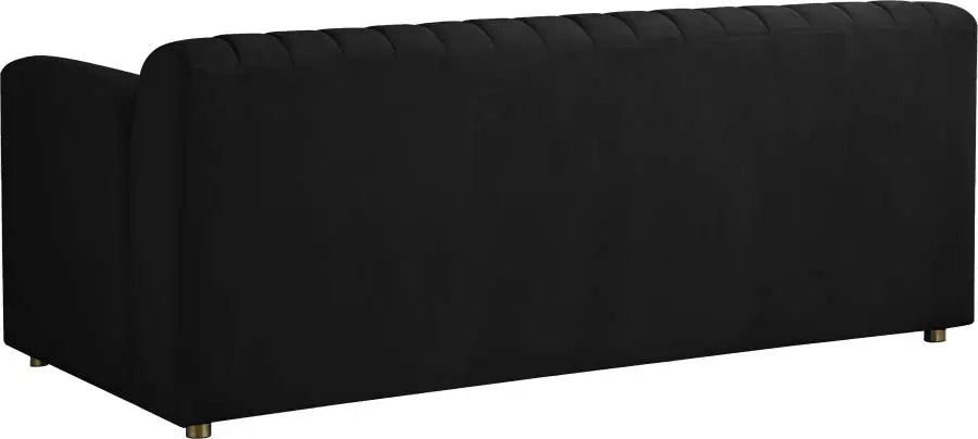 Meridian Furniture - Naya Velvet Loveseat In Black - 637Black-L - ATL FURNITURE