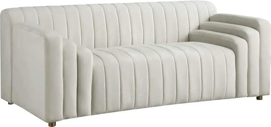 Meridian Furniture - Naya Velvet Loveseat In Cream - 637Cream-L - ATL FURNITURE