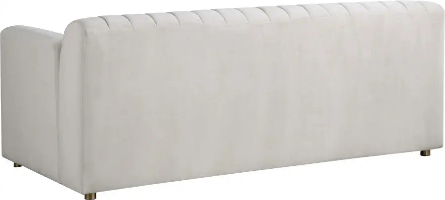 Meridian Furniture - Naya Velvet Loveseat In Cream - 637Cream-L - ATL FURNITURE