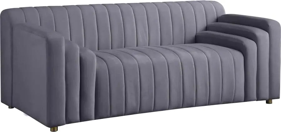 Meridian Furniture - Naya Velvet Loveseat In Grey - 637Grey-L - ATL FURNITURE