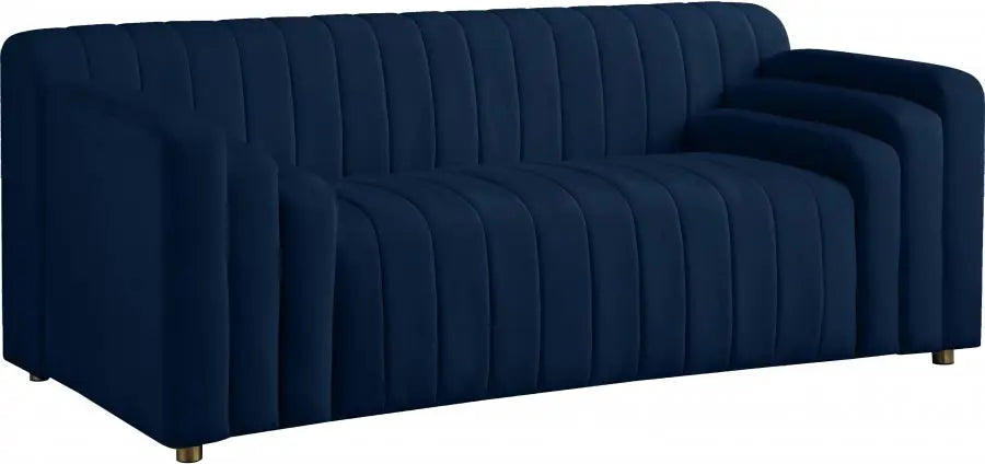 Meridian Furniture - Naya Velvet Loveseat In Navy - 637Navy-L - ATL FURNITURE