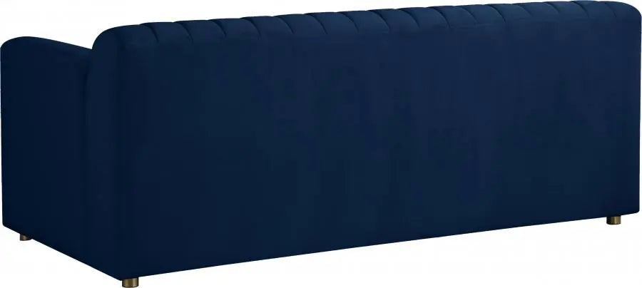 Meridian Furniture - Naya Velvet Loveseat In Navy - 637Navy-L - ATL FURNITURE