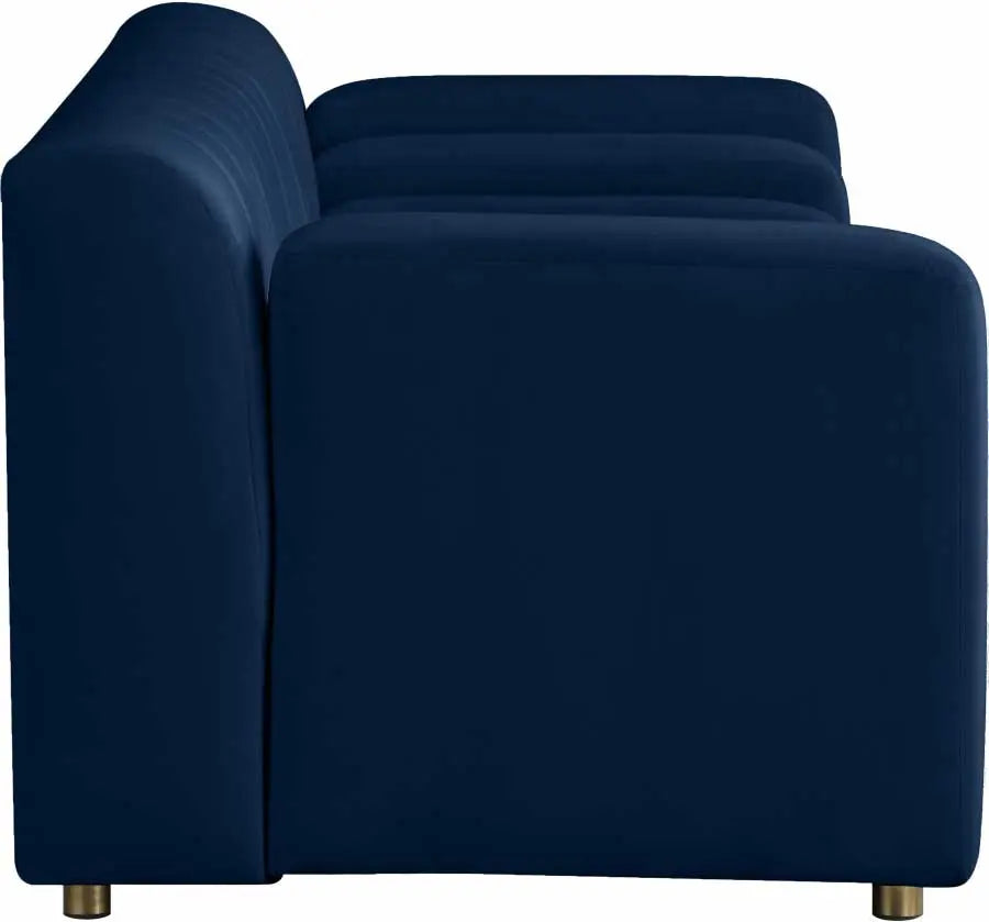 Meridian Furniture - Naya Velvet Loveseat In Navy - 637Navy-L - ATL FURNITURE