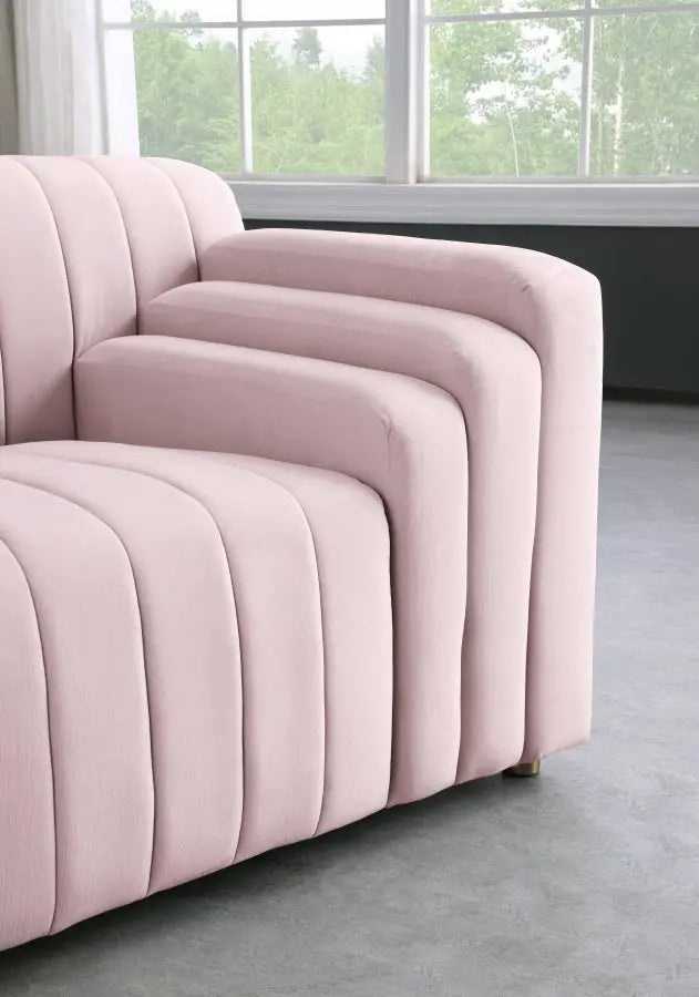 Meridian Furniture - Naya Velvet Loveseat In Pink - 637Pink-L - ATL FURNITURE