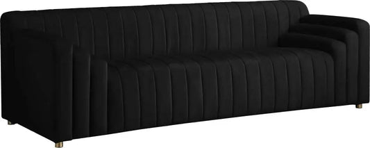 Meridian Furniture - Naya Velvet Sofa In Black - 637Black-S - ATL FURNITURE