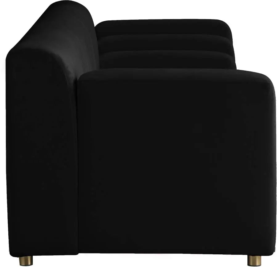 Meridian Furniture - Naya Velvet Sofa In Black - 637Black-S - ATL FURNITURE