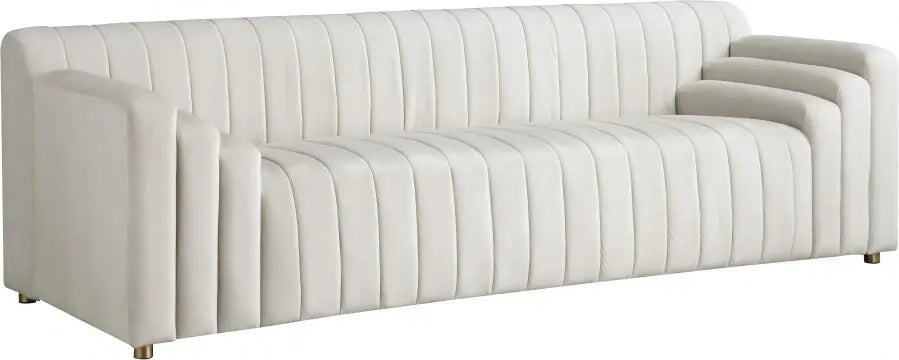 Meridian Furniture - Naya Velvet Sofa In Cream - 637Cream-S - ATL FURNITURE