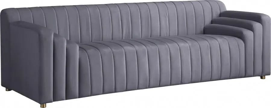 Meridian Furniture - Naya Velvet Sofa In Grey - 637Grey-S - ATL FURNITURE