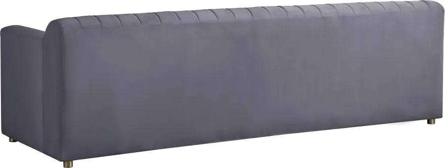 Meridian Furniture - Naya Velvet Sofa In Grey - 637Grey-S - ATL FURNITURE