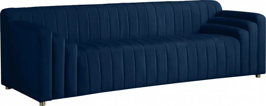 Meridian Furniture - Naya Velvet Sofa In Navy - 637Navy-S - ATL FURNITURE