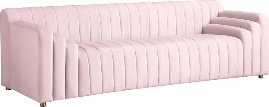 Meridian Furniture - Naya Velvet Sofa In Pink - 637Pink-S - ATL FURNITURE