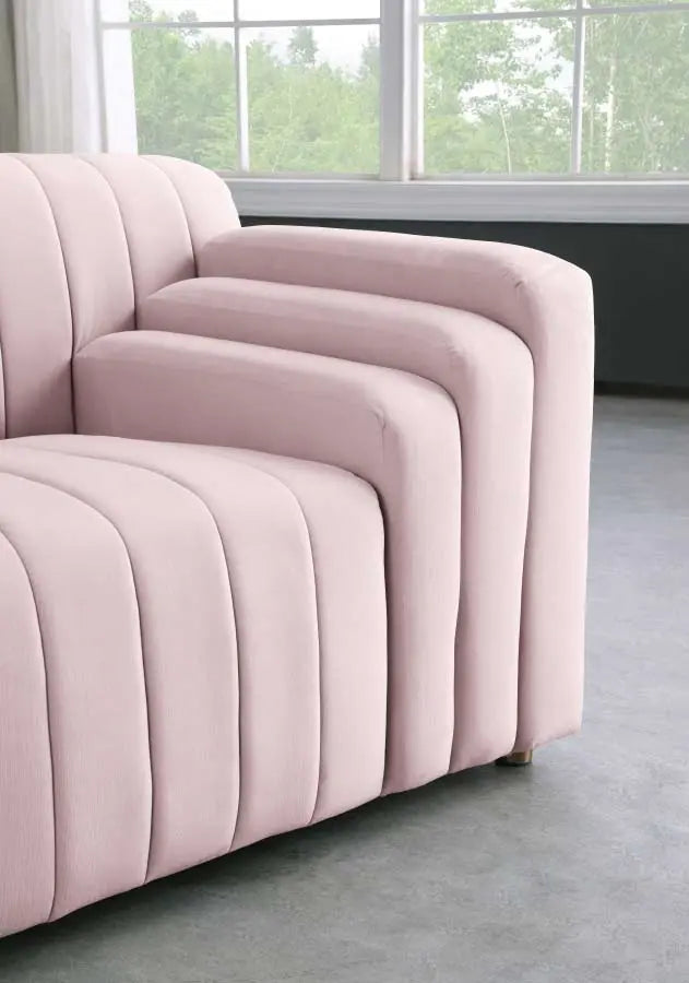 Meridian Furniture - Naya Velvet Sofa In Pink - 637Pink-S - ATL FURNITURE