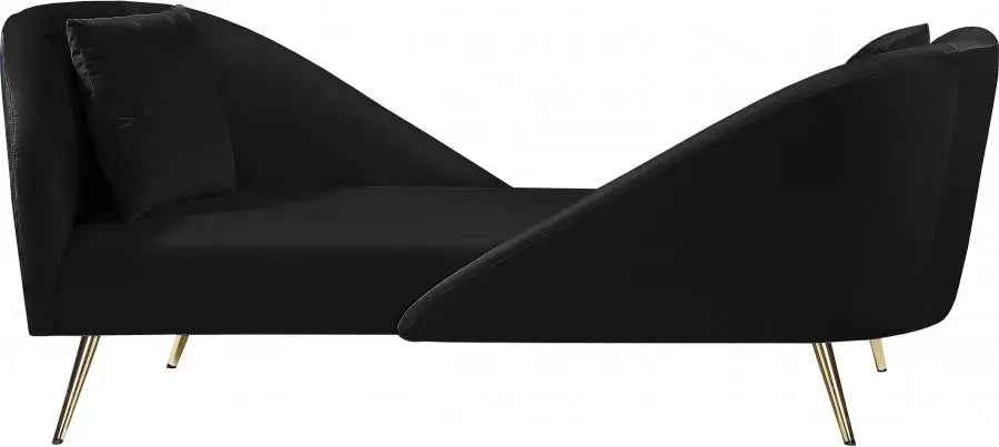 Meridian Furniture - Nolan Velvet Chaise In Black - 656Black-Chaise - ATL FURNITURE
