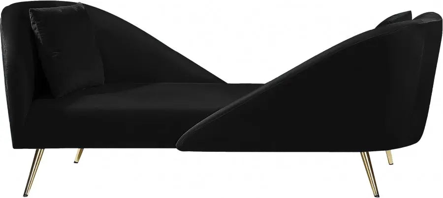 Meridian Furniture - Nolan Velvet Chaise In Black - 656Black-Chaise - ATL FURNITURE