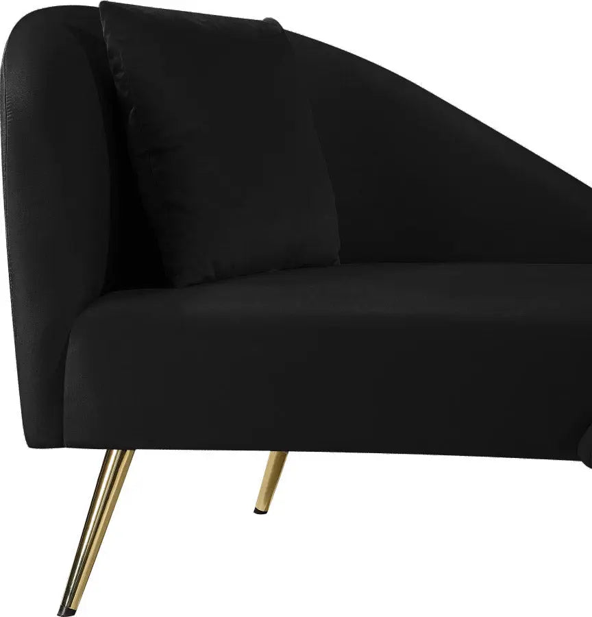 Meridian Furniture - Nolan Velvet Chaise In Black - 656Black-Chaise - ATL FURNITURE