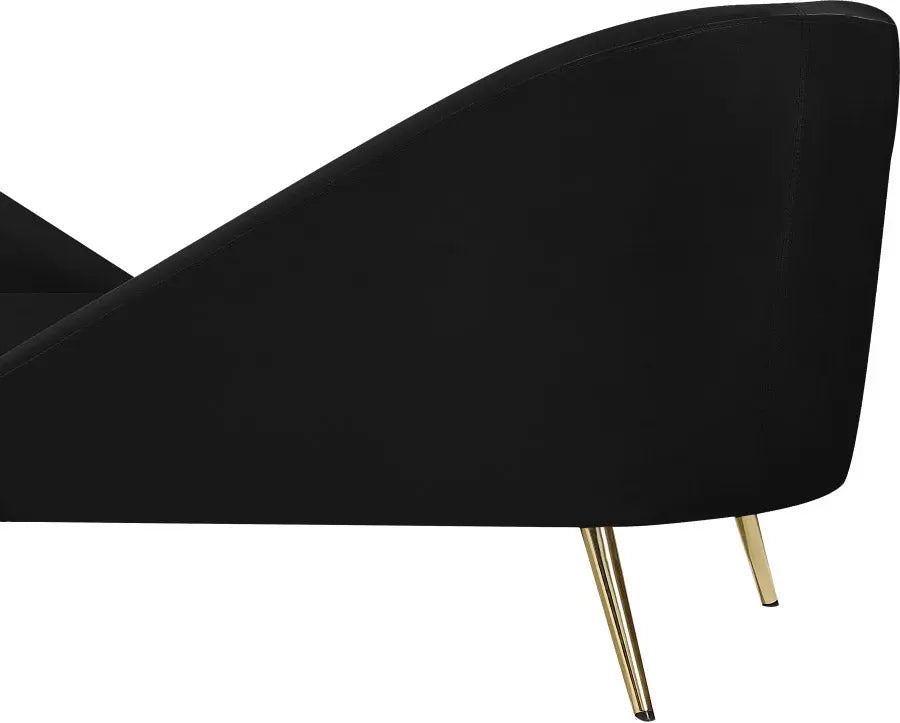 Meridian Furniture - Nolan Velvet Chaise In Black - 656Black-Chaise - ATL FURNITURE