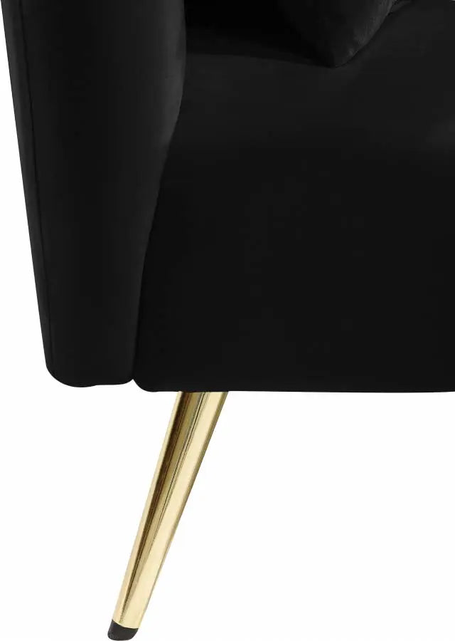 Meridian Furniture - Nolan Velvet Chaise In Black - 656Black-Chaise - ATL FURNITURE