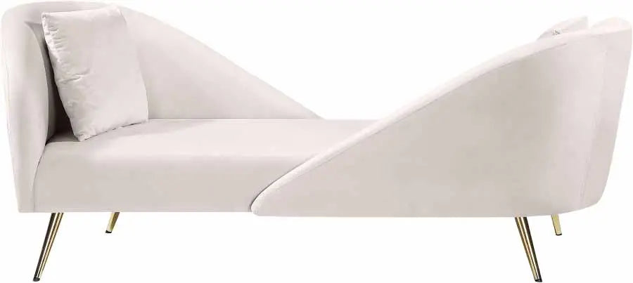Meridian Furniture - Nolan Velvet Chaise In Cream - 656Cream-Chaise - ATL FURNITURE