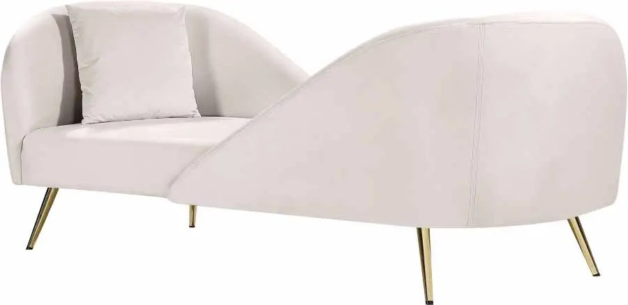 Meridian Furniture - Nolan Velvet Chaise In Cream - 656Cream-Chaise - ATL FURNITURE