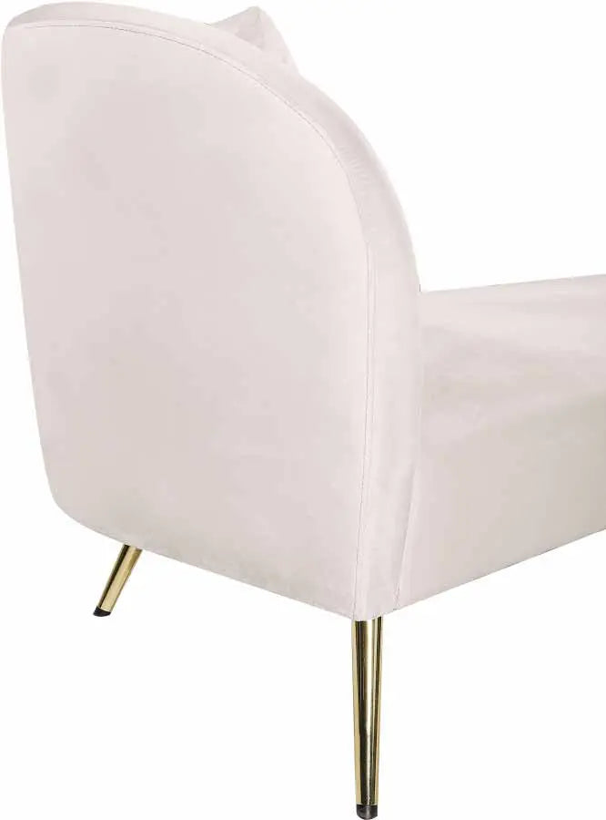 Meridian Furniture - Nolan Velvet Chaise In Cream - 656Cream-Chaise - ATL FURNITURE