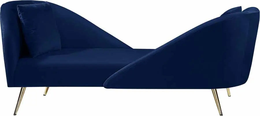 Meridian Furniture - Nolan Velvet Chaise In Navy - 656Navy-Chaise - ATL FURNITURE