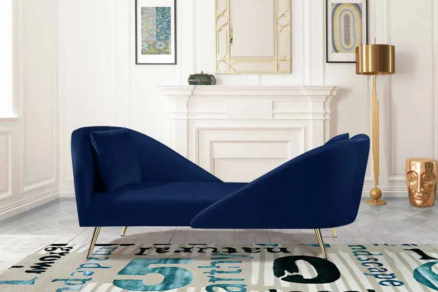 Meridian Furniture - Nolan Velvet Chaise In Navy - 656Navy-Chaise - ATL FURNITURE