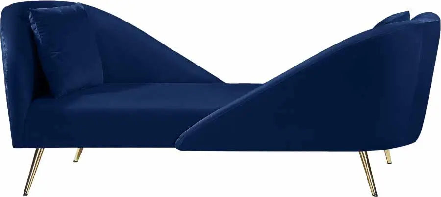 Meridian Furniture - Nolan Velvet Chaise In Navy - 656Navy-Chaise - ATL FURNITURE