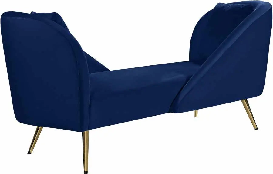 Meridian Furniture - Nolan Velvet Chaise In Navy - 656Navy-Chaise - ATL FURNITURE