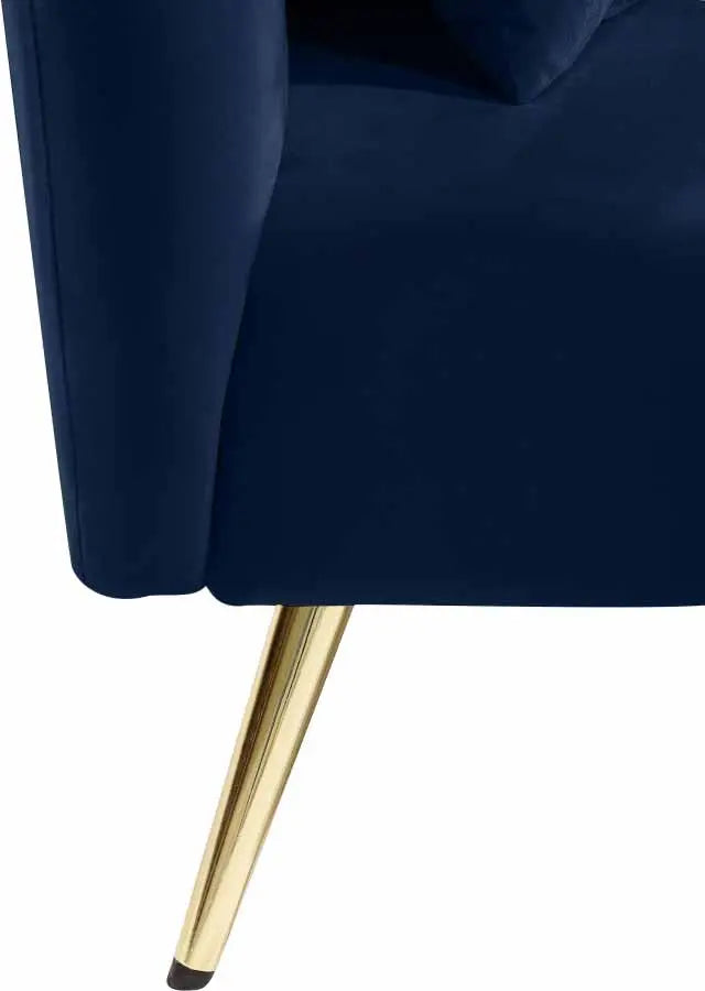 Meridian Furniture - Nolan Velvet Chaise In Navy - 656Navy-Chaise - ATL FURNITURE
