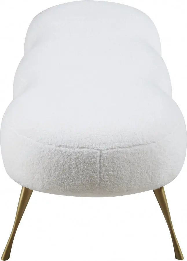 Meridian Furniture - Nube Faux Sheepskin Fur Bench In White - 109Fur - ATL FURNITURE