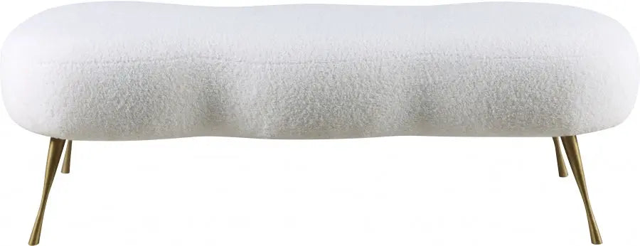 Meridian Furniture - Nube Faux Sheepskin Fur Bench In White - 109Fur - ATL FURNITURE