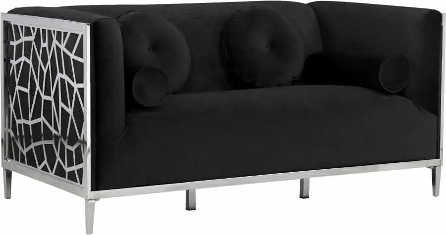 Meridian Furniture - Opal 3 Piece Living Room Set In Black - 672Black-S-3Set - ATL FURNITURE