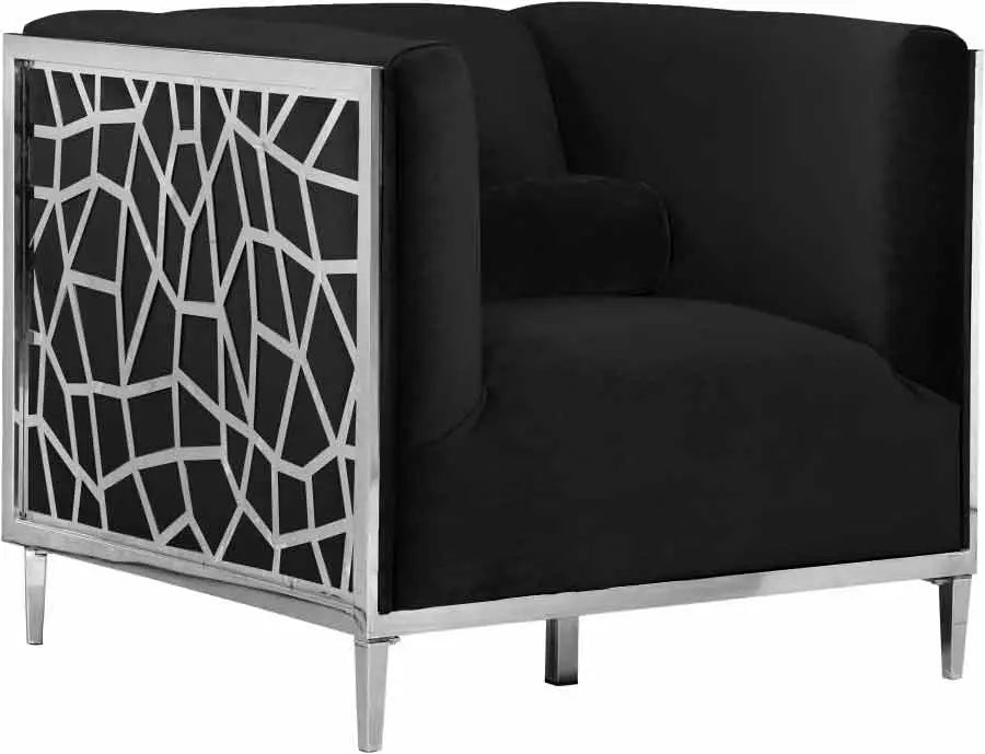 Meridian Furniture - Opal 3 Piece Living Room Set In Black - 672Black-S-3Set - ATL FURNITURE
