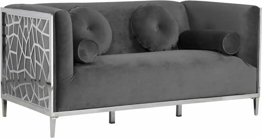 Meridian Furniture - Opal 3 Piece Living Room Set In Grey - 672Grey-S-3Set - ATL FURNITURE